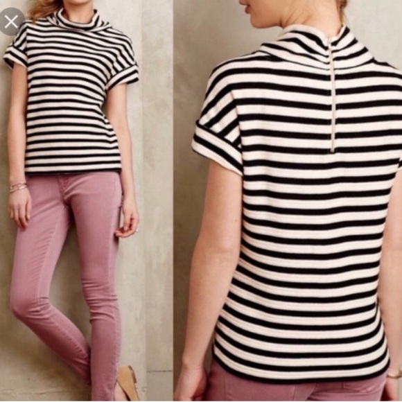 Anthropologie Striped Mock Neck - Picture 3 of 3